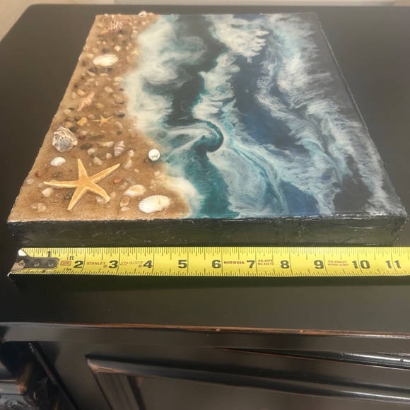 Handmade Ocean Resin Art on Canvas. NWOT - Picture 4 of 5